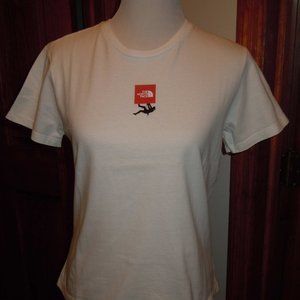 VINTAGE WOMENS THE NORTH FACE WHITE T-SHIRT TEE SZ MED EUC FRONT & BACK GRAPHIC